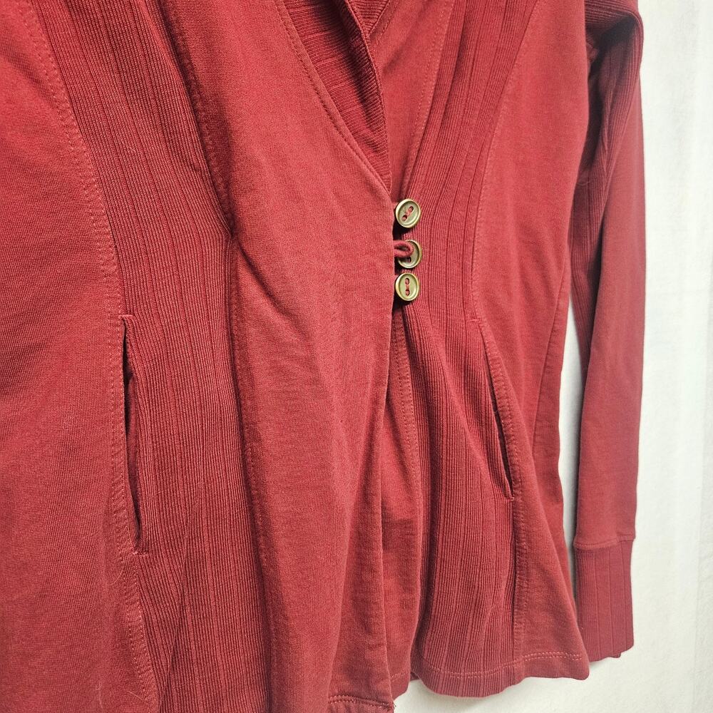 Lucky Brand Shawl Collar Button Front Cardigan Jacket Berry Burgundy - Picture 2 of 8